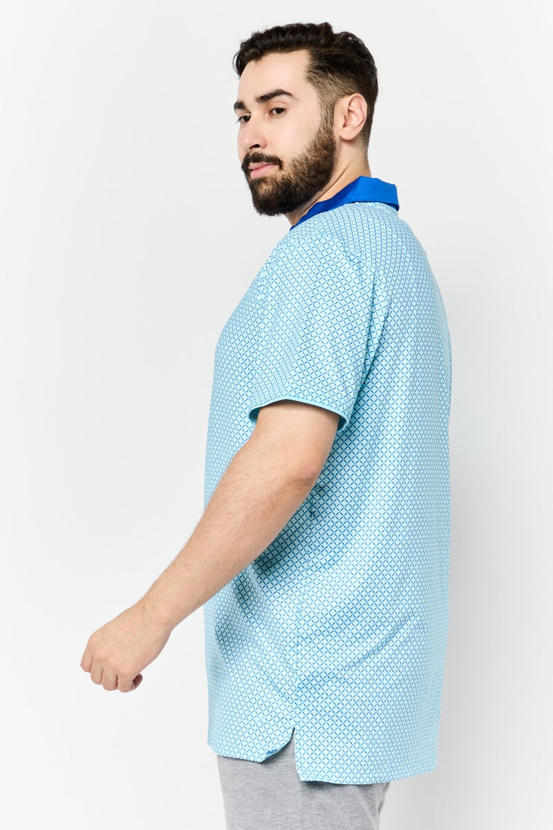 HEAD Men Sportswear Fit Short Sleeves Checkered Golf Polo Shirt, Turquoise - Image 4