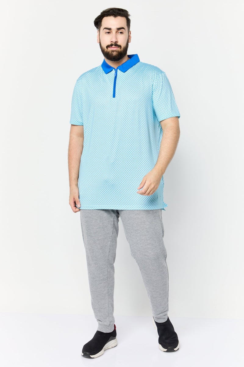 HEAD Men Sportswear Fit Short Sleeves Checkered Golf Polo Shirt, Turquoise - Image 2