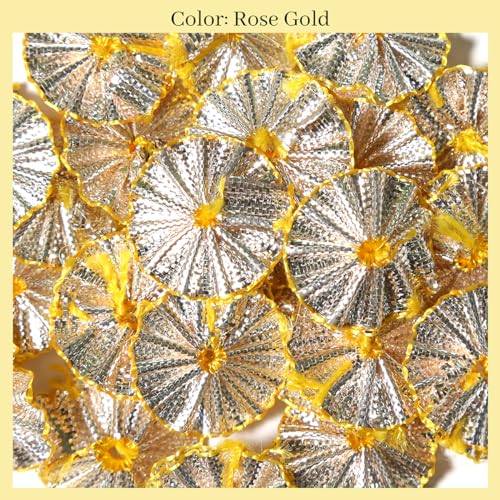 EmbroideryMaterial Rose Gold Gota Patti Flowers Embroidery Patches for Clothes, Applique Patches for Embroidery Work, Gota Flowers for Decoration, Crafts & Flowers for Dress Designing (25 Pieces, Rose Gold, 1.7 CM) - Image 4
