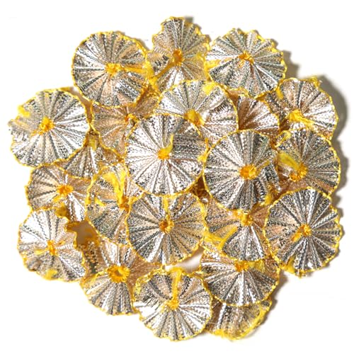 EmbroideryMaterial Rose Gold Gota Patti Flowers Embroidery Patches for Clothes, Applique Patches for Embroidery Work, Gota Flowers for Decoration, Crafts & Flowers for Dress Designing (25 Pieces, Rose Gold, 1.7 CM) - Image 1