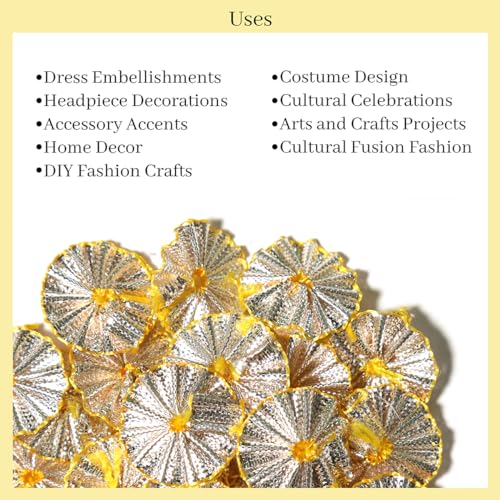 EmbroideryMaterial Rose Gold Gota Patti Flowers Embroidery Patches for Clothes, Applique Patches for Embroidery Work, Gota Flowers for Decoration, Crafts & Flowers for Dress Designing (25 Pieces, Rose Gold, 1.7 CM) - Image 5