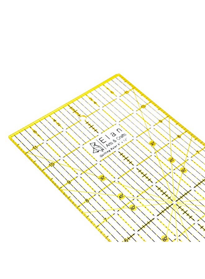 Elan Patchwork Ruler, Quilting Rulers, Imperial Ruler, Acrylic Ruler, Sewing Ruler for Quilting Supplies, Patchwork Square, Transparent Ruler, Quilting Accessories (12" x 6") - Image 3