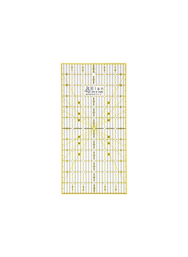 Elan Patchwork Ruler, Quilting Rulers, Imperial Ruler, Acrylic Ruler, Sewing Ruler for Quilting Supplies, Patchwork Square, Transparent Ruler, Quilting Accessories (12" x 6") - Image 1