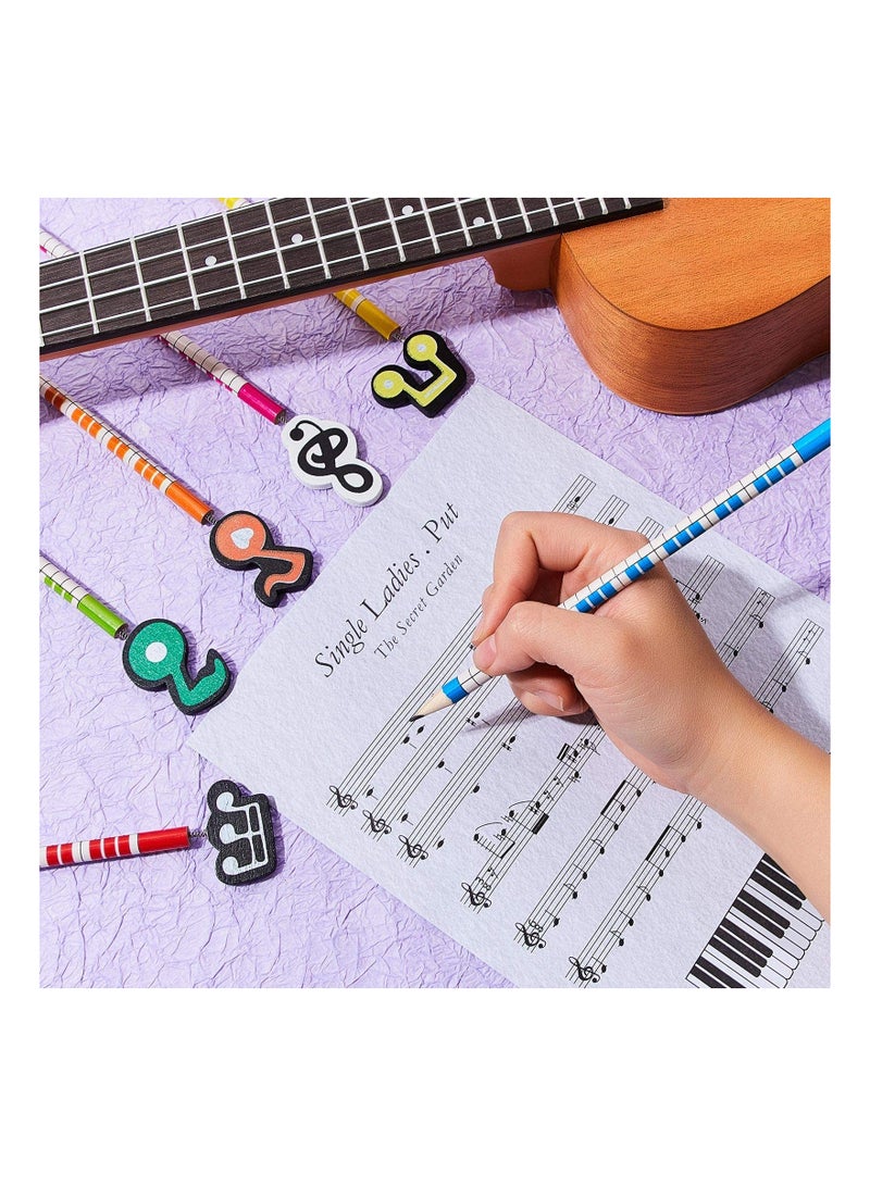 SYOSI 12 Pieces Music Themed Pencils Music Notes Kids Wooden Colorful Stripe Pencils with Cartoon Musical Instruments Patterns for School Children Supplies - Image 3