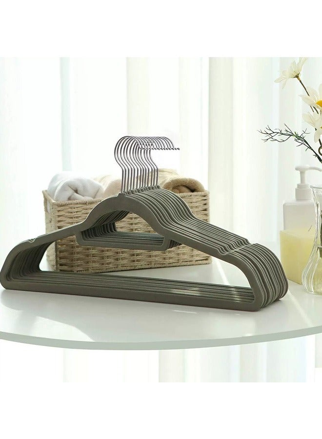 بلومنغ تايم 50 قطعة من عدم الانزلاق سلس المخملية رف ملابس مجموعة ، 360 درجة الدورية المخملية شماعات ، عدم الانزلاق سميكة الحاملة تصميم ، الفضاء إنقاذ خزانة التخزين ، رمادي - Image 3