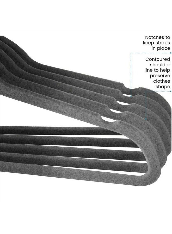 بلومنغ تايم 50 قطعة من عدم الانزلاق سلس المخملية رف ملابس مجموعة ، 360 درجة الدورية المخملية شماعات ، عدم الانزلاق سميكة الحاملة تصميم ، الفضاء إنقاذ خزانة التخزين ، رمادي - Image 4