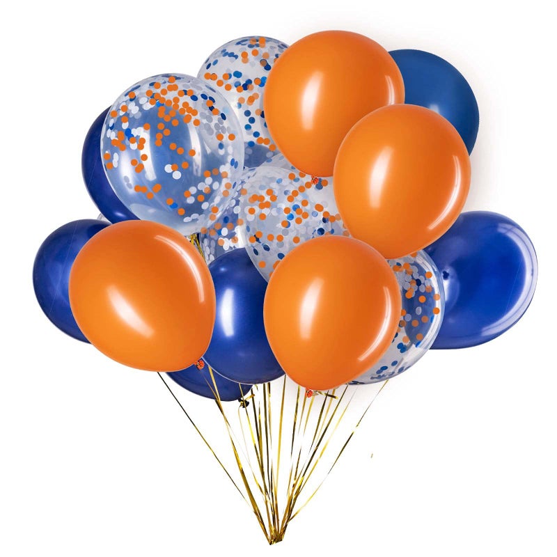 GAKA Blue Confetti and Orange Balloons Pack of 50 Great for Weddings Birthdays Bridal Shower Decorations Graduation Party Decorations Supplies 3 Style 12 Inch - Image 2