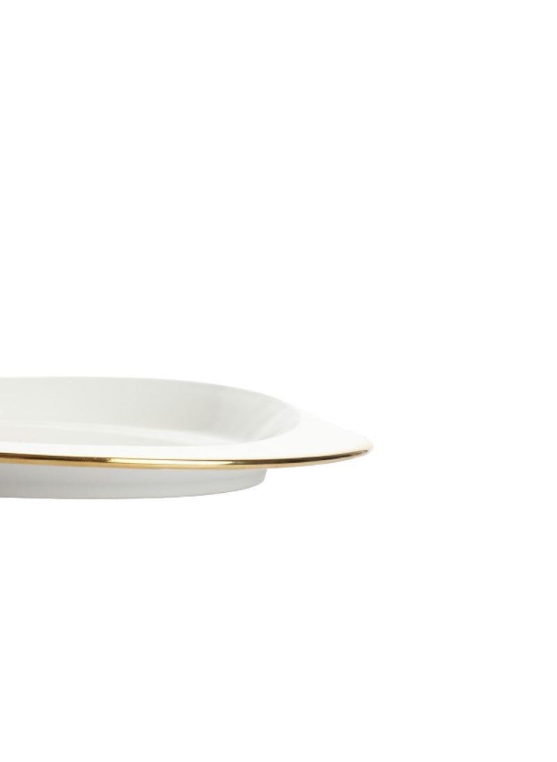 Soleter Pearl Porcelain Round Plate with Gold Rim, 20 cm White Salad & Dessert Plate for Dining, Home & Parties - Image 4