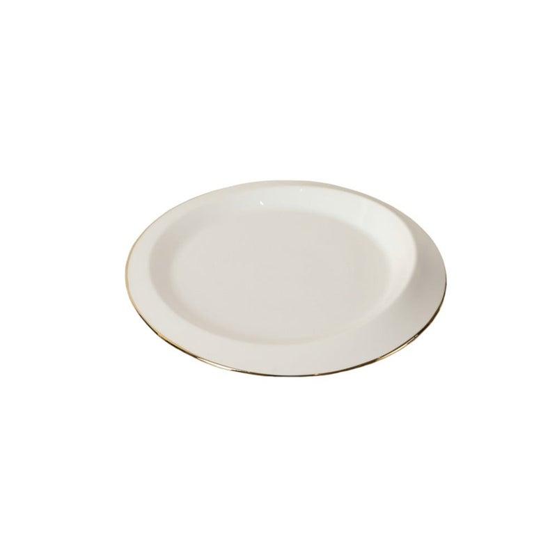 Soleter Pearl Porcelain Round Plate with Gold Rim, 20 cm White Salad & Dessert Plate for Dining, Home & Parties - Image 1