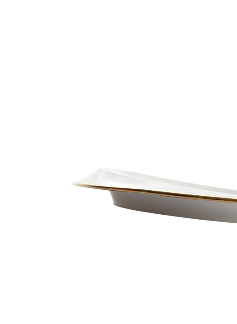 Soleter Pearl Porcelain Round Plate with Gold Rim, 20 cm White Salad & Dessert Plate for Dining, Home & Parties - Image 5