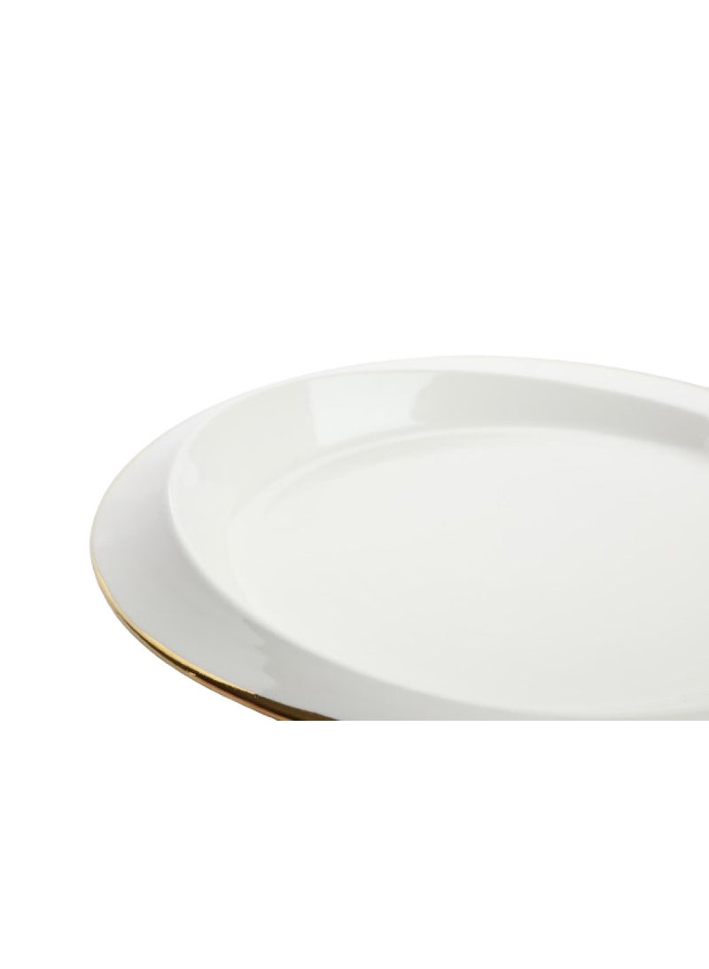 Soleter Pearl Porcelain Round Plate with Gold Rim, 20 cm White Salad & Dessert Plate for Dining, Home & Parties - Image 2