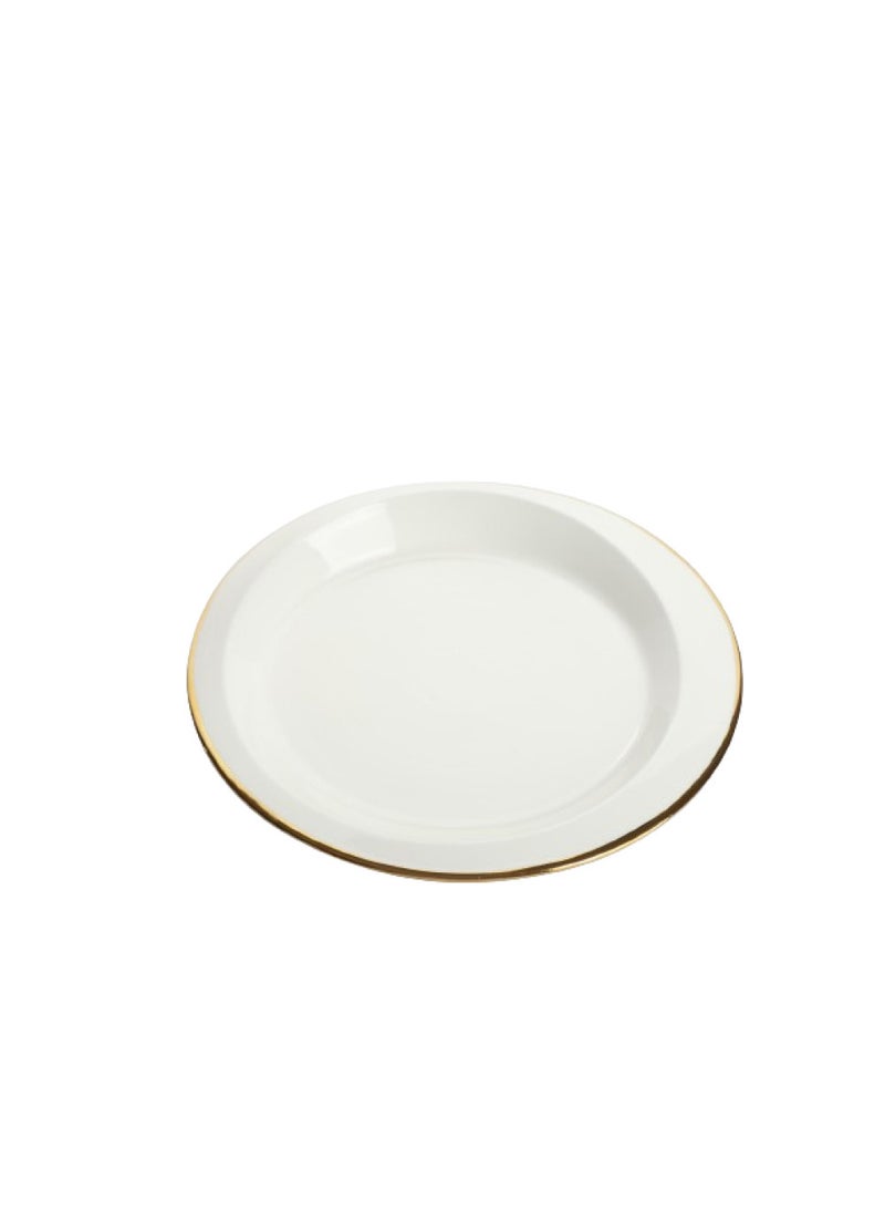 Soleter Pearl Porcelain Round Plate with Gold Rim, 20 cm White Salad & Dessert Plate for Dining, Home & Parties - Image 3