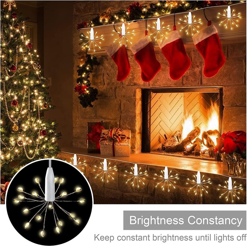 The Purple Tree 12 Glowing Starburst Firecracker LED String Lights - 10ft USB Powered Warm White Fairy Lights for Diwali, Christmas, Weddings, Parties, Home, Patio & Garden Decor - Image 3