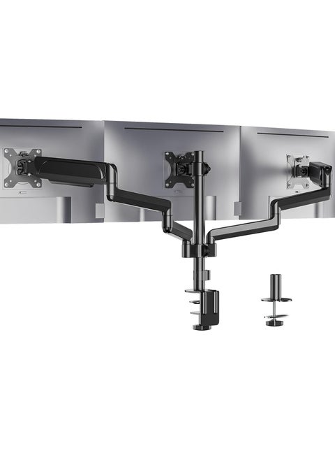 Premium Triple LCD Monitor Desk Mount – Fully Adjustable Gas Spring Stand for Displays up to 27 Inch, 15.4lbs Weight Capacity (Model: GSDM003)