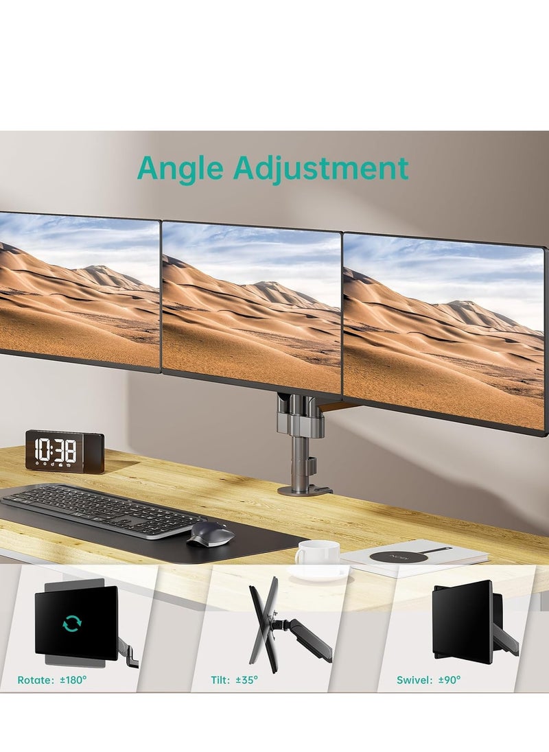 Premium Triple LCD Monitor Desk Mount – Fully Adjustable Gas Spring Stand for Displays up to 27 Inch, 15.4lbs Weight Capacity (Model: GSDM003)