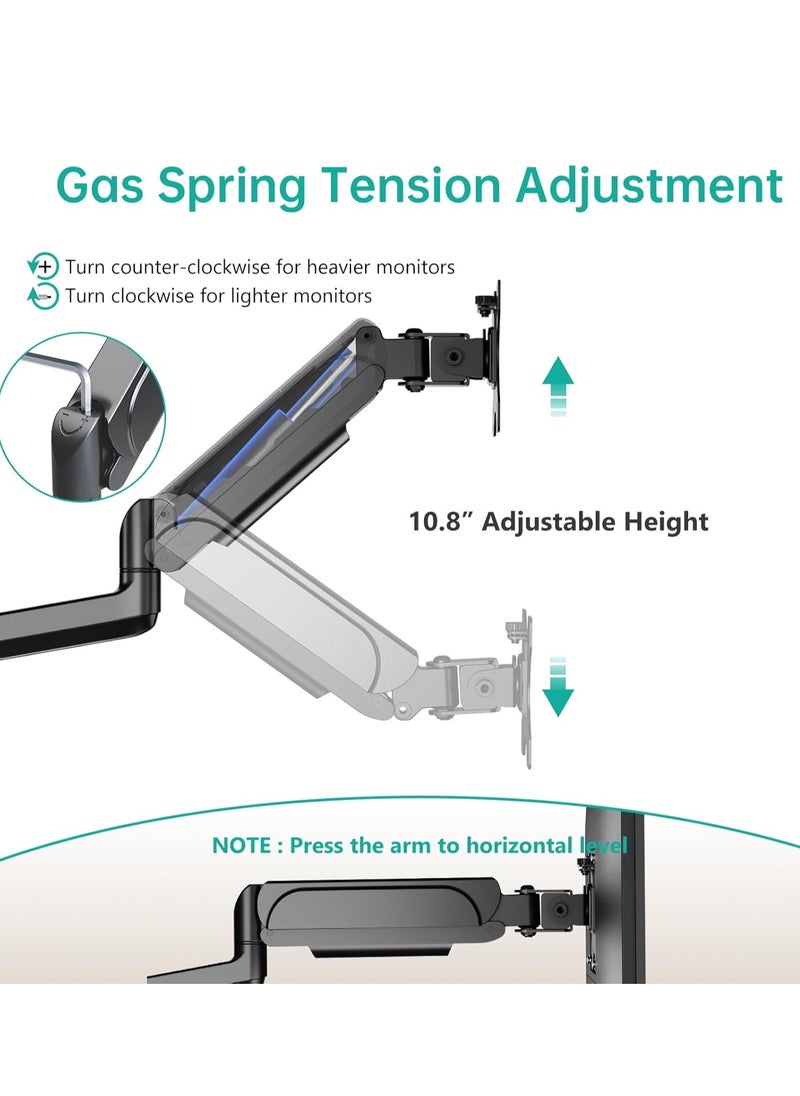 Premium Triple LCD Monitor Desk Mount – Fully Adjustable Gas Spring Stand for Displays up to 27 Inch, 15.4lbs Weight Capacity (Model: GSDM003)