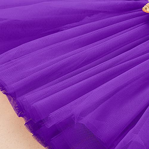 ODASDO Toddler Kids Girls My 3rd Third Birthday Party Dress Sequin Bowknot Headband Cake Smash Outfit Summer Cotton Short Sleeve A-line Tulle Tutu Princess Skirt Photo Props Purple 3 Years - Image 5