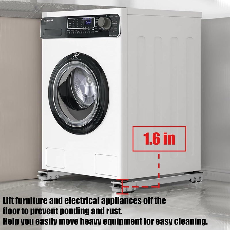 Zautool Heavy Duty Furniture Appliances Rollers, Extensible Washing Machine Base Mobile Wheels for Refrigerators, Dryers, Dishwashers and Other Heavy Objects, Max Load 1100 lb, Non-Slip, White - Image 2