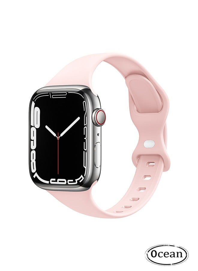 Waterproof Soft Silicone Sport Watch Band Compatible with Apple Watch 42mm 44mm 45mm 49mm Replacement Strap for iWatch Series Ultra Ultra2 9 8 7 6 5 4 3 2 1 SE Grey Pink - Image 1
