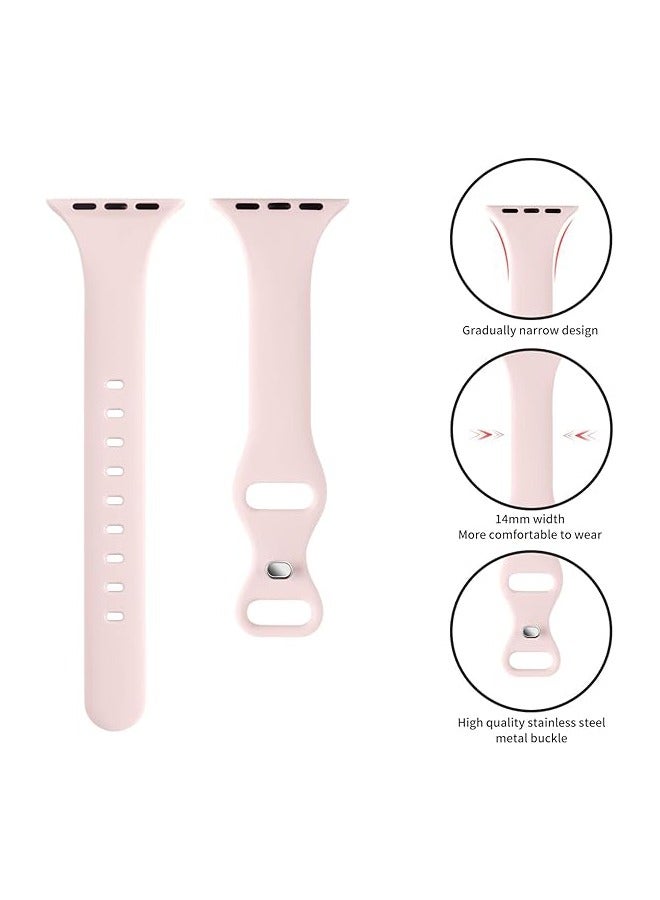 Waterproof Soft Silicone Sport Watch Band Compatible with Apple Watch 42mm 44mm 45mm 49mm Replacement Strap for iWatch Series Ultra Ultra2 9 8 7 6 5 4 3 2 1 SE Grey Pink - Image 2