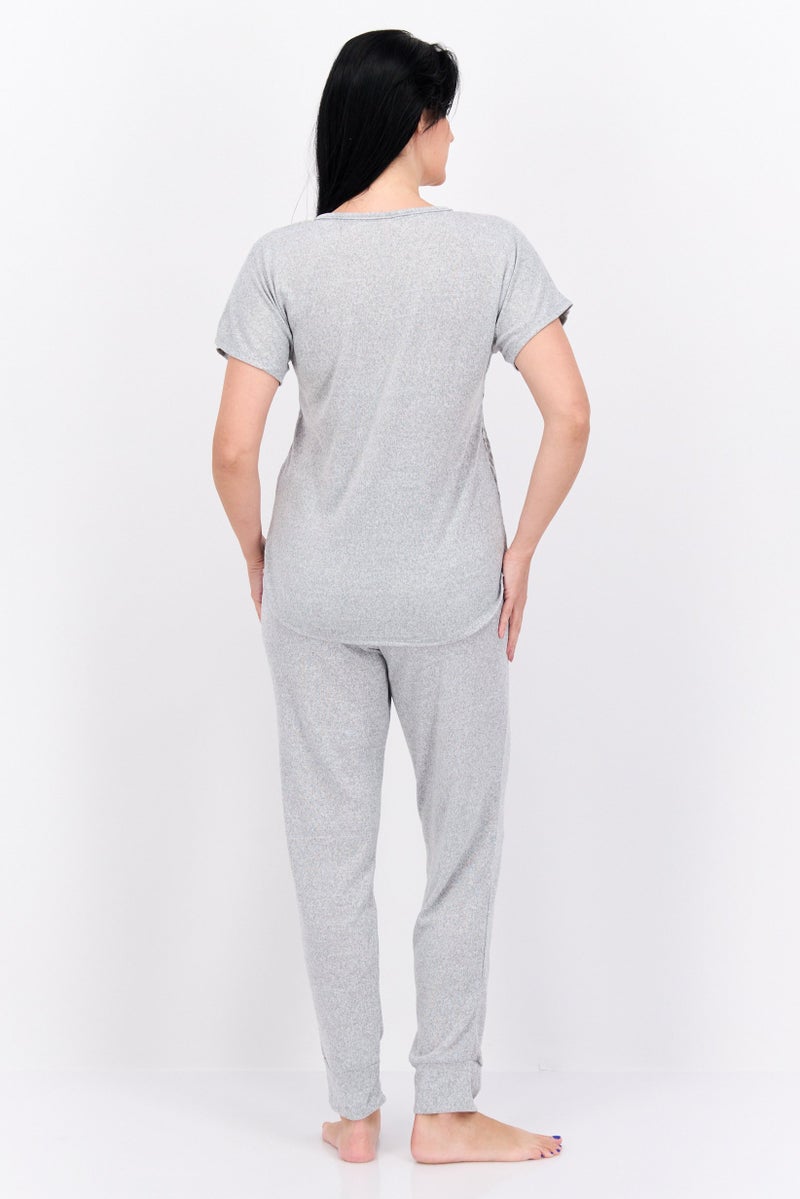 VINCE CAMUTO Women 2pc Allover Print Pyjamas Set, Grey - Image 4