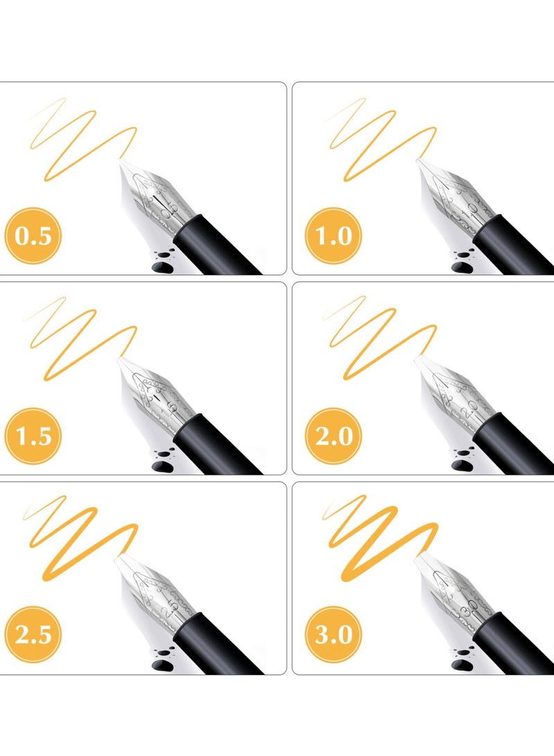 SOLARAE 30 قطعة من رؤوس أقلام الحبر المصنوعة من الفولاذ المقاوم للصدأ، مجموعة رؤوس بديلة للخط والكتابة، أحجام متنوعة للأطفال والبالغين والطلاب (0.5+1+1.5+2+2.5+3 مم، كل منها 5 قطع) - Image 4