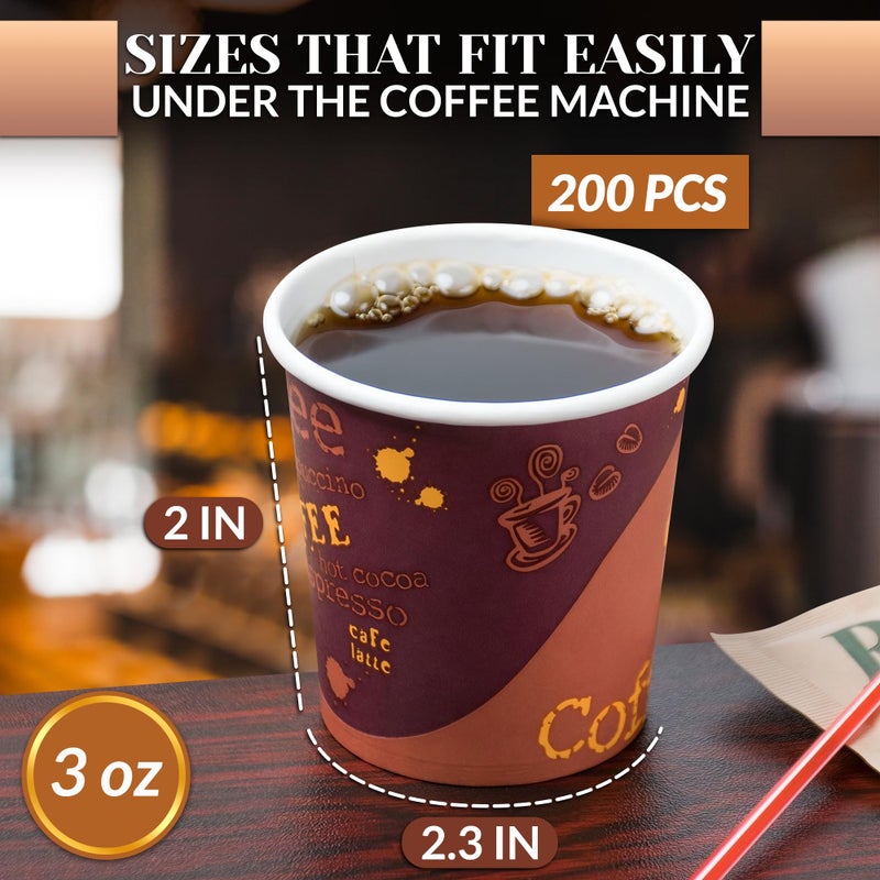 Reluen عبوة 200 كوب إسبريسو disposable سعة 3 أونصات - أكواب قهوة ورقية متينة للمشروبات الساخنة | مدمجة وقابلة للاستخدام المتكرر للقهوة والشاي والمزيد | مثالية للاستخدام في المنزل أو المكتب أو الفعاليات أو أثناء التنقل بتصميم أنيق - Image 2