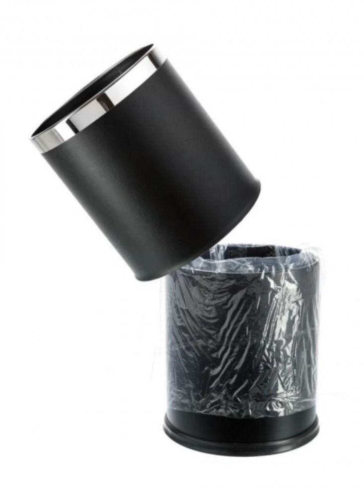 Generic Black leather wastebasket  - Image 2
