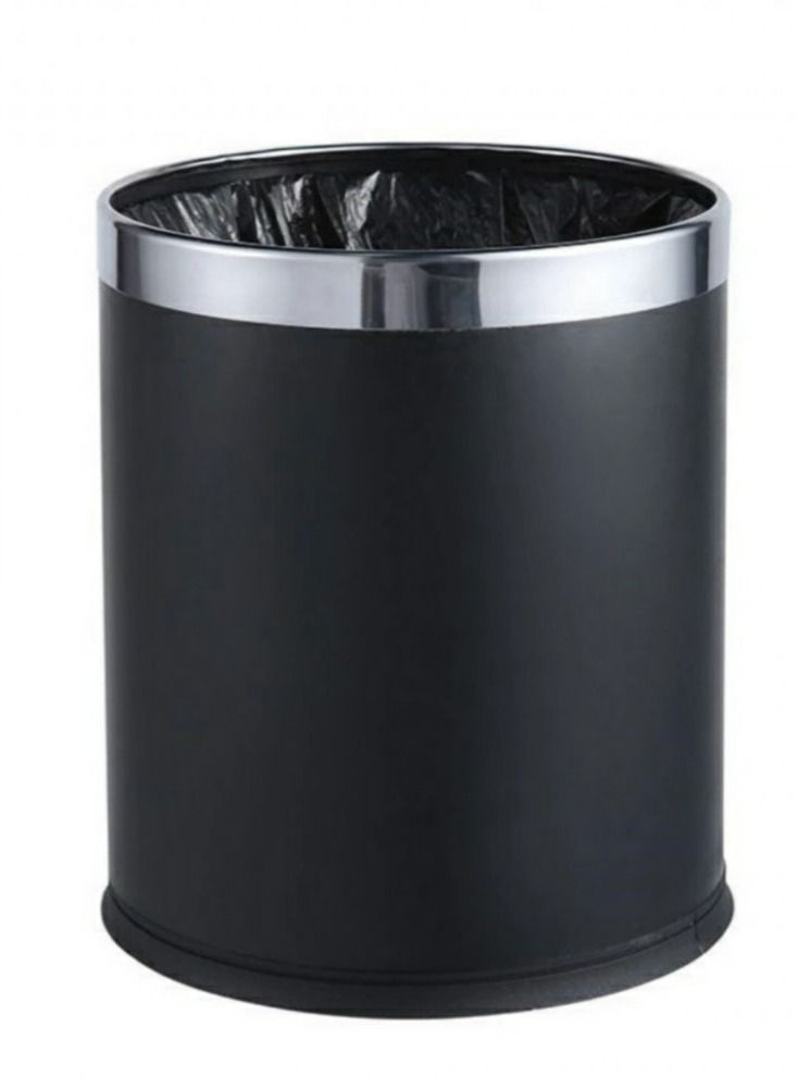 Generic Black leather wastebasket  - Image 1