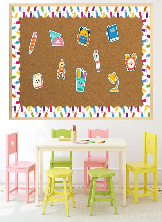 Maniaacer 79 Ft Pencil Bulletin Board Borders Back to School Bulletin Board Decorations Scalloped Colored Pencils Classroom Rolled Border Trim for School Classroom Chalkboard Office Home Wall Window Decor - Image 5