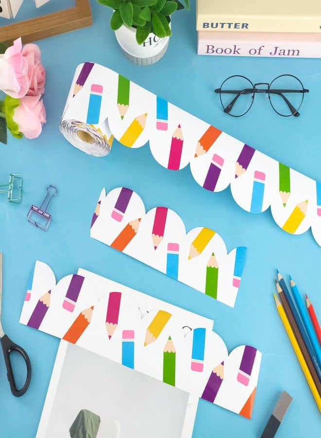 Maniaacer 79 Ft Pencil Bulletin Board Borders Back to School Bulletin Board Decorations Scalloped Colored Pencils Classroom Rolled Border Trim for School Classroom Chalkboard Office Home Wall Window Decor - Image 4