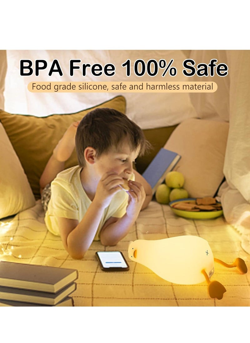 TIGER Lying Flat Duck Night Light – Cute Soft Silicone Nursery Lamp, Rechargeable LED Duck Light with Touch Control, Timer & Dimmer for Kids, Kawaii Birthday & Festival Gifts for Girls, Safe, Soft & Perfect for Bedtime Comfort - Image 4