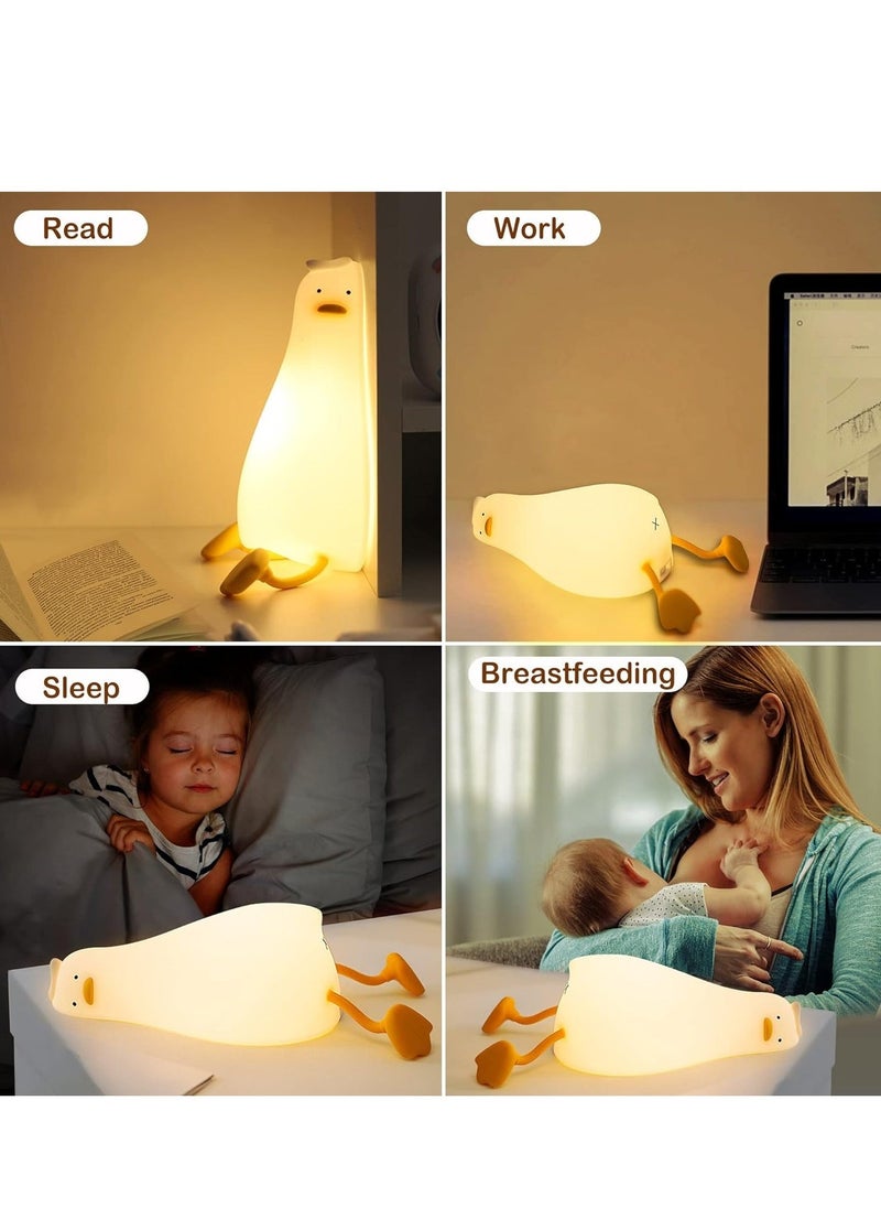 TIGER Lying Flat Duck Night Light – Cute Soft Silicone Nursery Lamp, Rechargeable LED Duck Light with Touch Control, Timer & Dimmer for Kids, Kawaii Birthday & Festival Gifts for Girls, Safe, Soft & Perfect for Bedtime Comfort - Image 5