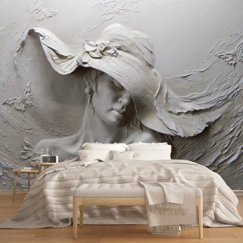 MFWFM Art Wallpaper 3D Illusion Woman Face Relief Mural Wallpaper for Bedroom Living Room TV Background (Not Peel n' Stick) - Image 1