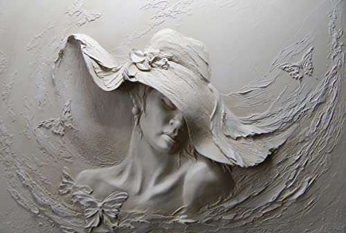 MFWFM Art Wallpaper 3D Illusion Woman Face Relief Mural Wallpaper for Bedroom Living Room TV Background (Not Peel n' Stick) - Image 2
