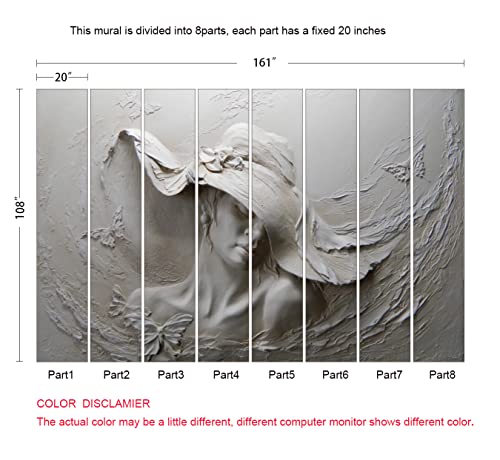 MFWFM Art Wallpaper 3D Illusion Woman Face Relief Mural Wallpaper for Bedroom Living Room TV Background (Not Peel n' Stick) - Image 5