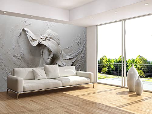 MFWFM Art Wallpaper 3D Illusion Woman Face Relief Mural Wallpaper for Bedroom Living Room TV Background (Not Peel n' Stick) - Image 3