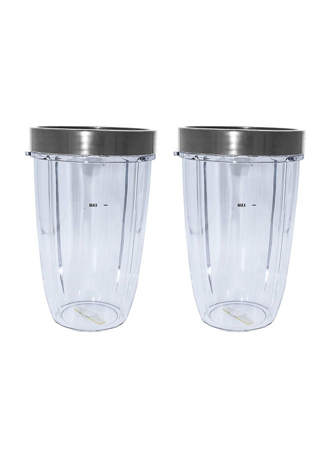 2 Piece Tall Cup And Lip Ring For Nutribullet Clear/Grey  - Image 1