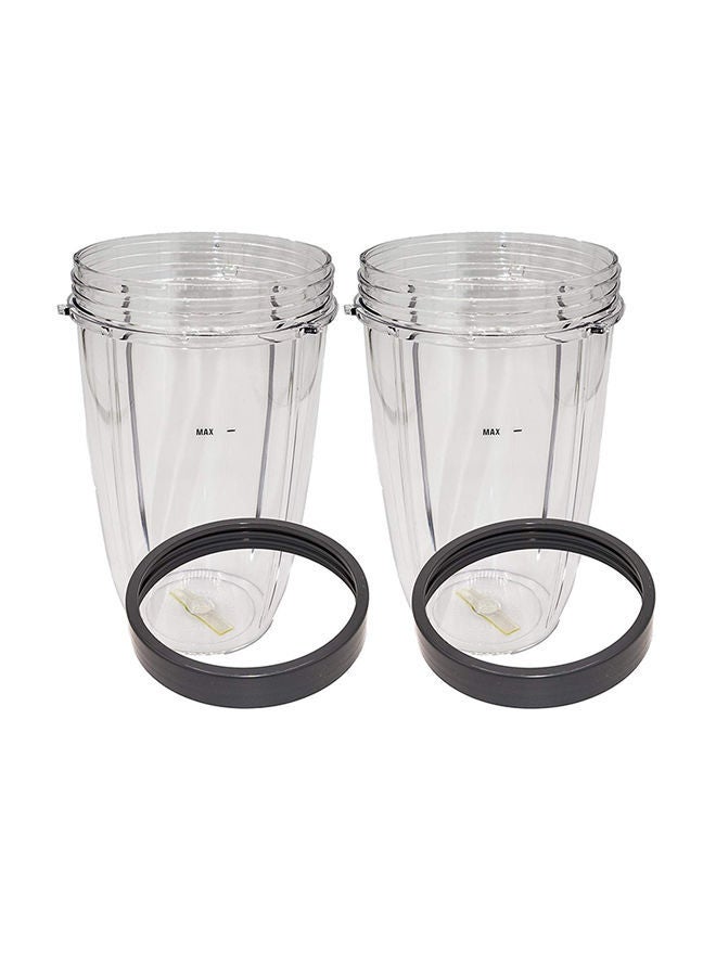 2 Piece Tall Cup And Lip Ring For Nutribullet Clear/Grey  - Image 2
