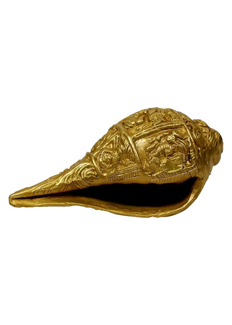 Crafthut Metal Brass Ganesha on Shankh Golden Dimension Lxbxh 5x25x25 Inches Weight 500 Gm - Image 2