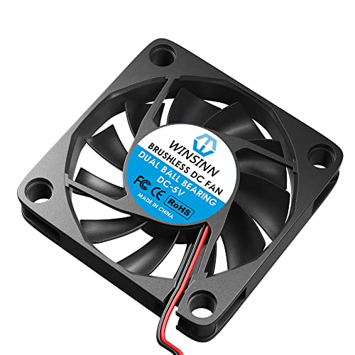 WINSINN DC 60mm Fan 5V 6010 Dual Ball Bearing Brushless Cooling 60mmx10mm 2PIN (Pack of 2Pcs) - Image 5