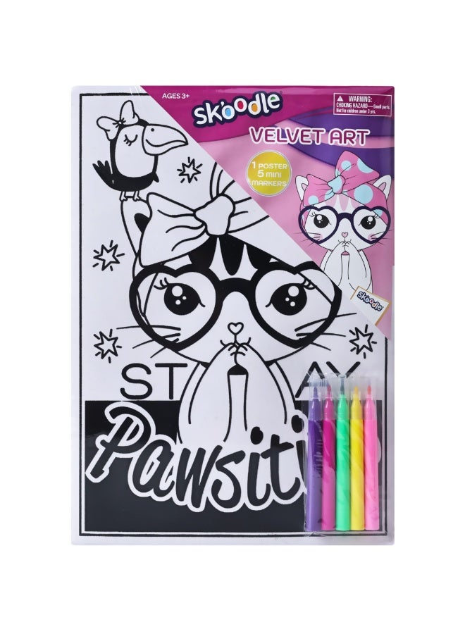 SKOODLE Pawsitive Velvet Art with Mini Markers | Coloring Poster For Kids | Creative Activity Set | Art & Craft Kit | Age 3+ - Image 1