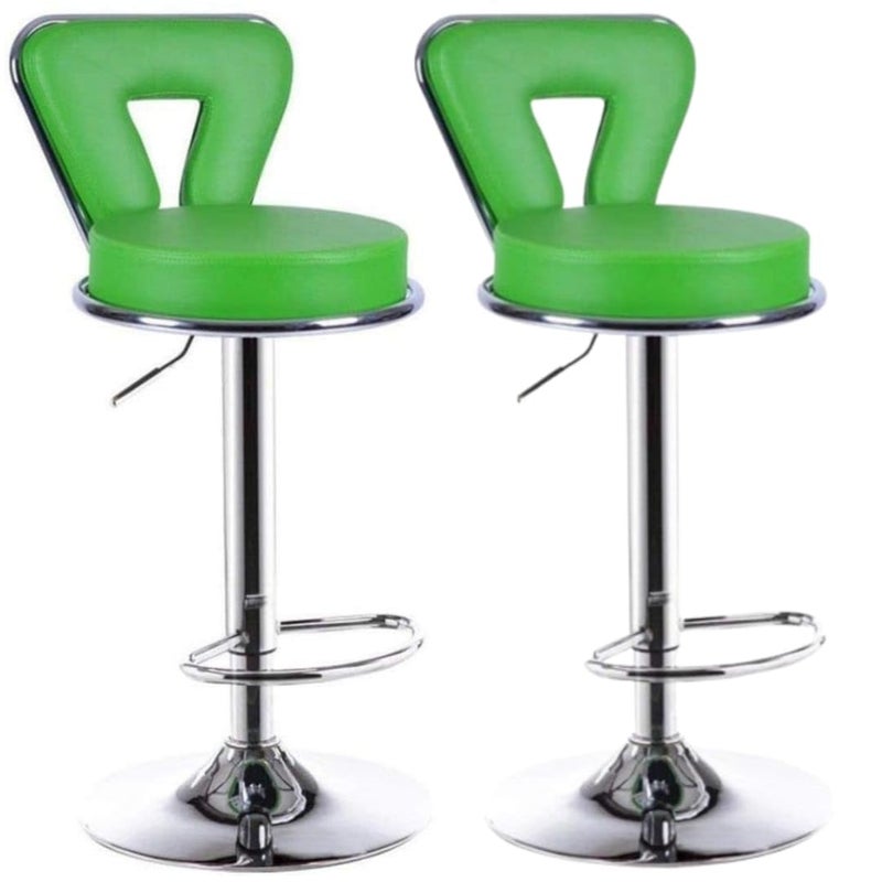 FURNITURE FIRST Imported 360 Degree Swivel Leather Barstool High Chair for Counter Bar Stools Bar Chairs for Kitchen Adjustable Height Pack of 2 Style Artisan Green