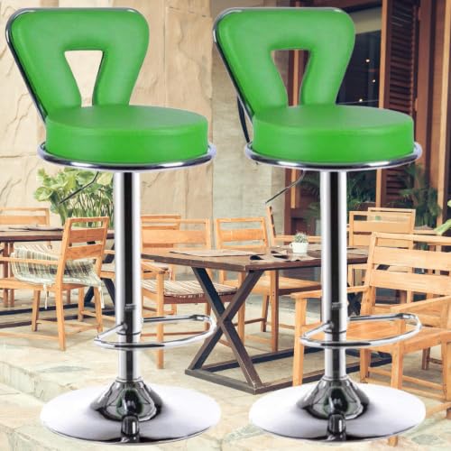 FURNITURE FIRST Imported 360 Degree Swivel Leather Barstool High Chair for Counter Bar Stools Bar Chairs for Kitchen Adjustable Height Pack of 2 Style Artisan Green
