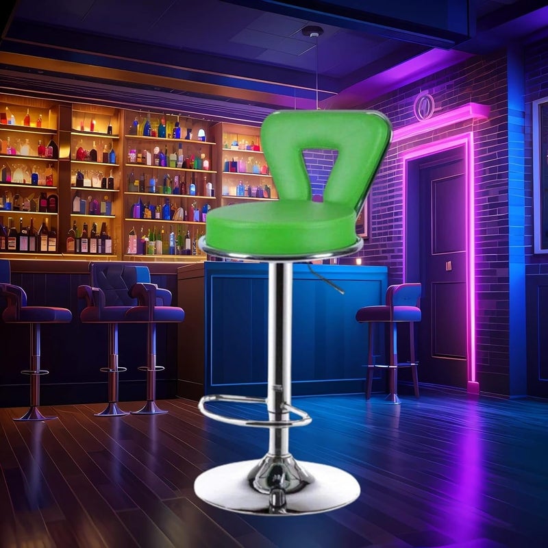 FURNITURE FIRST Imported 360 Degree Swivel Leather Barstool High Chair for Counter Bar Stools Bar Chairs for Kitchen Adjustable Height Pack of 2 Style Artisan Green