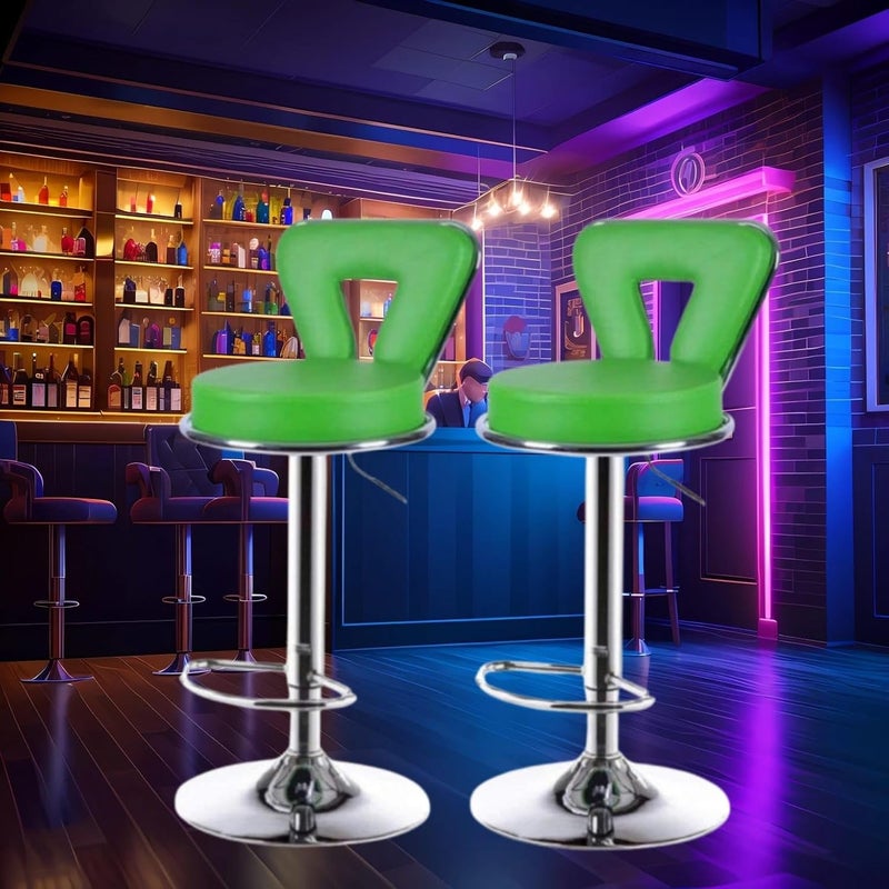 FURNITURE FIRST Imported 360 Degree Swivel Leather Barstool High Chair for Counter Bar Stools Bar Chairs for Kitchen Adjustable Height Pack of 2 Style Artisan Green