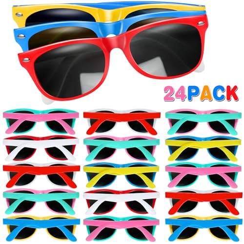 GINMIC Kids Sunglasses Bulk 24Pack Valentines Neon Sunglasses for KidsBoys and Girls Great Gift for Birthday Party Supplies Beach Pool Party Favors Fun Gift Goody Bag Favors - Image 1