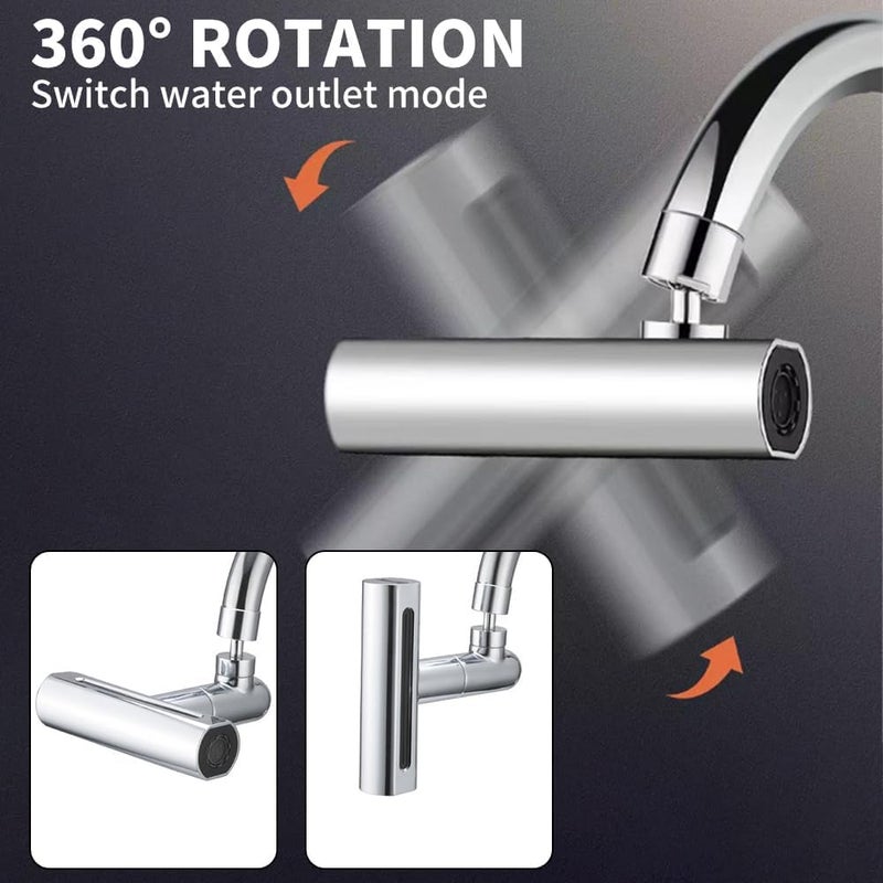 Zorzel 4 In 1 Waterfall Kitchen Faucet 360 Swivel Faucet Extender For Kitchen Sink SplashProof Kitchen Faucet Head Replacement High Arc Sink Faucet Suitable For Washing Fruit Vegetable Brass Polished - Image 4