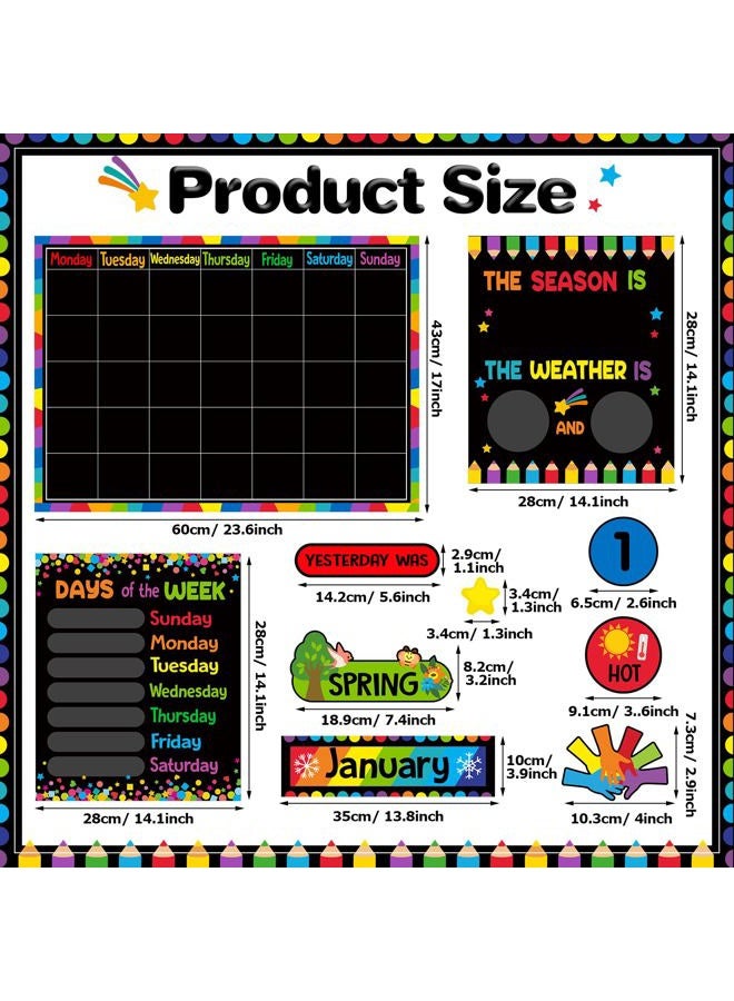 Tenare Calendar Bulletin Board Set, Calendar Seasons Weather Chart CTP Bulletin Board and Classroom Display with Stickers for School Classroom Bedroom Wall Decoration (Colorful Style) - Image 2