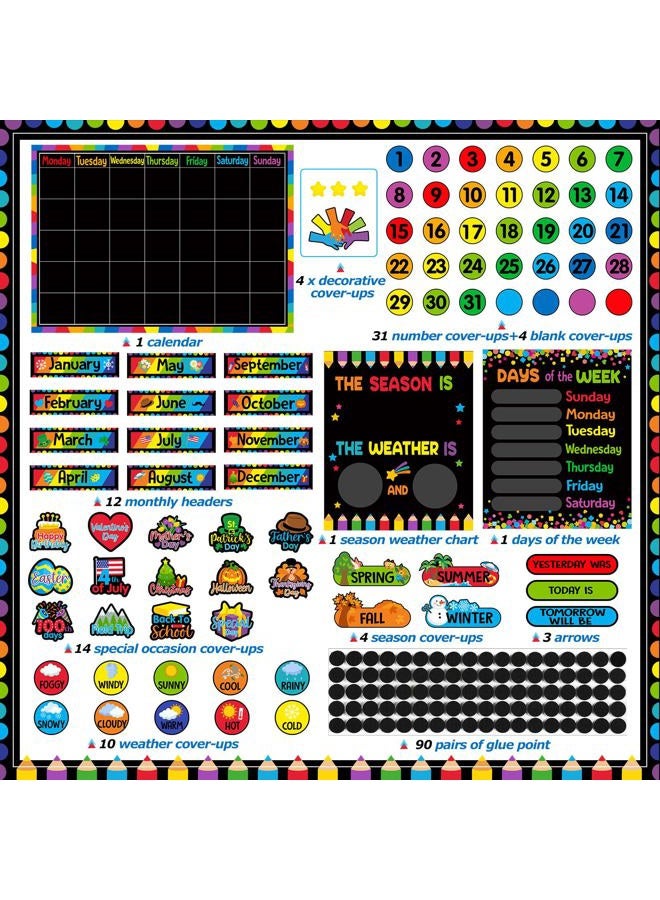 Tenare Calendar Bulletin Board Set, Calendar Seasons Weather Chart CTP Bulletin Board and Classroom Display with Stickers for School Classroom Bedroom Wall Decoration (Colorful Style) - Image 3